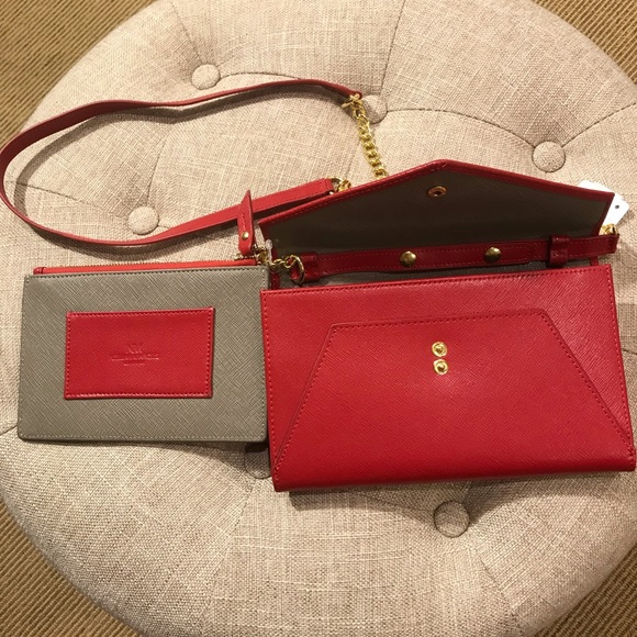 Brand New Neiman Marcus Red Leather Wallet Bag - Picture 2 of 5